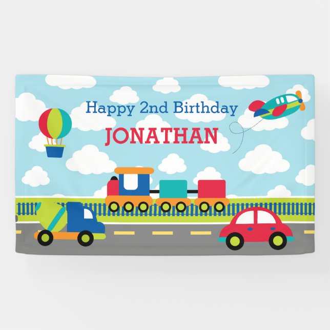 Transportation (Car Train Plane Truck) Backrop Banner (Horizontal)