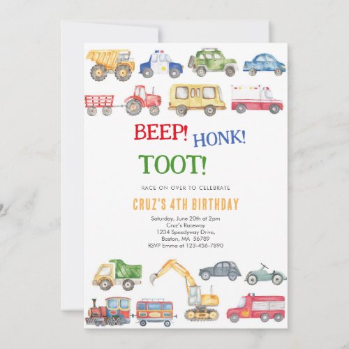 Transportation City Cars and Truck Boy Birthday