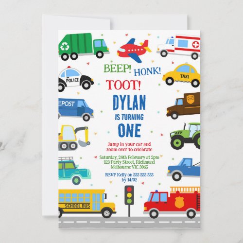 Transportation City Cars and Truck Boy Birthday