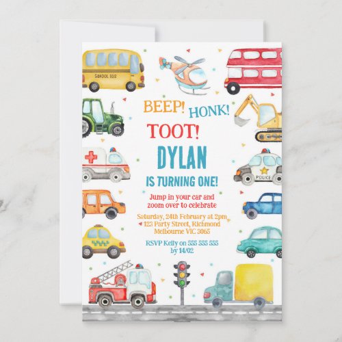 Transportation City Cars and Truck Boy Birthday