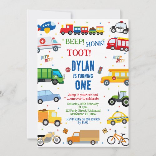Transportation City Cars and Truck Boy Birthday