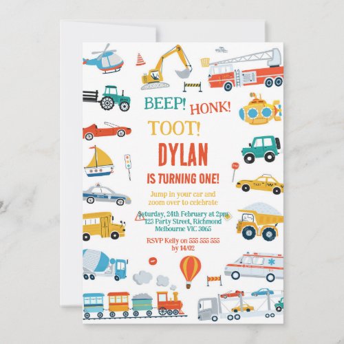 Transportation City Cars and Truck Boy Birthday
