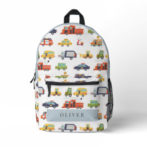 Transportation City Cars & Trucks Boy Printed Backpack