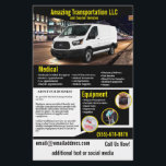 Transportation Company Flyer<br><div class="desc">This flyer is for a transportation company that transports people or supplies for companies.  Yellow can be changed to another color if needed.</div>