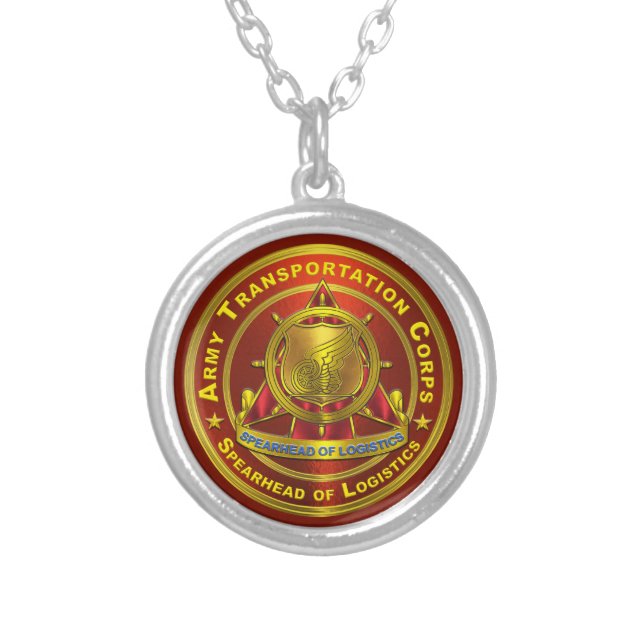 Transportation Corps  Silver Plated Necklace (Front)