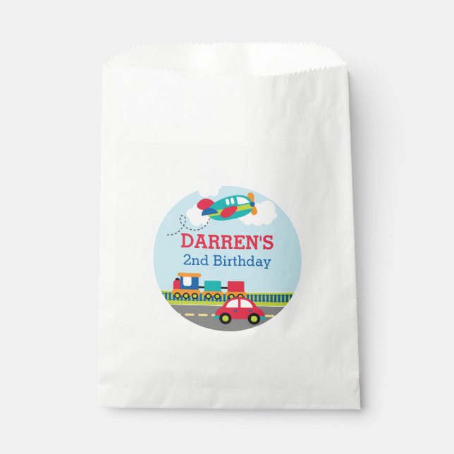 Transportation Favor Bags (Personalized) (Front)