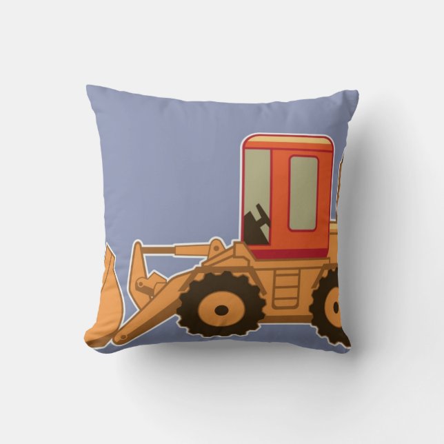 Transportation Heavy Equipment Payloader - Blue Throw Pillow (Front)