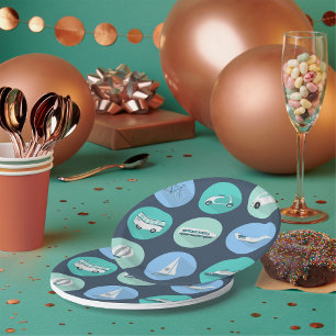 Transportation Icons Paper Plates
