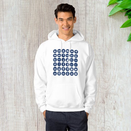 Transportation Icons Symbols In Blue Hoodie