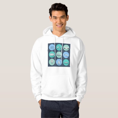 Transportation Icons Vehicles Hoodie