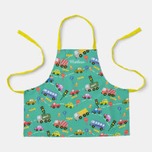 Transportation kids teal. All-Over Print Apron