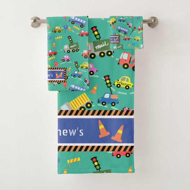 Transportation Kids Teal.  Wash Cloth (Insitu)