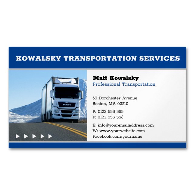 Transportation & Logistic | Truck Business Card Magnet (Front)