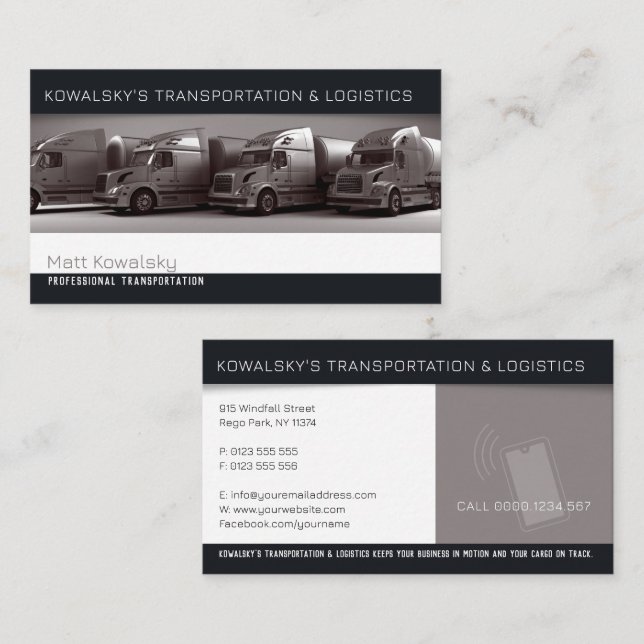 Transportation & Logistic | Trucks Business Card (Front/Back)