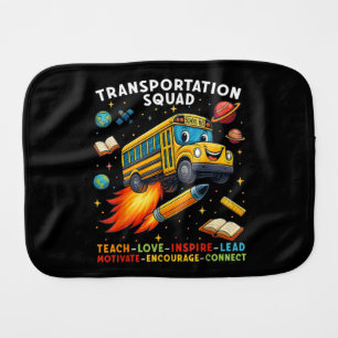 Transportation Squad Funny School Bus Driver Baby Burp Cloth
