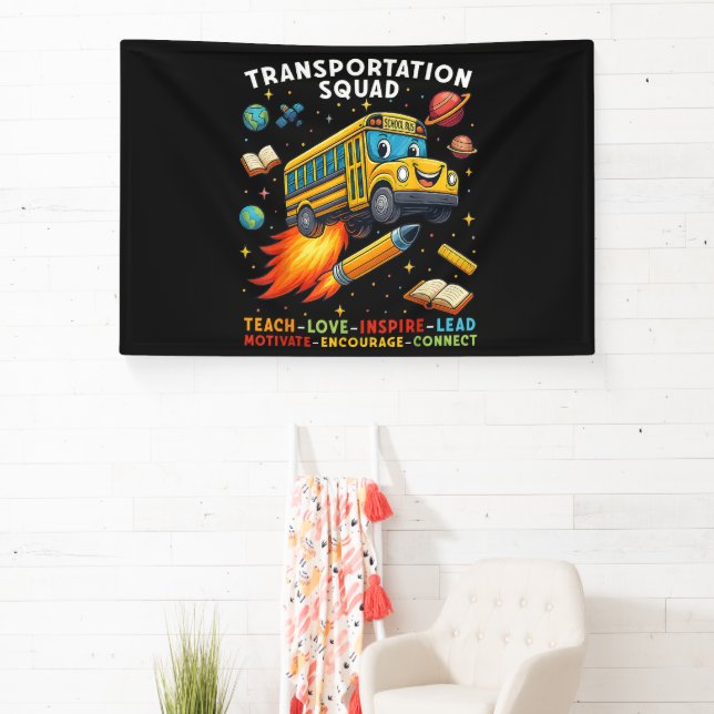 Transportation Squad Funny School Bus Driver Banner (Insitu)