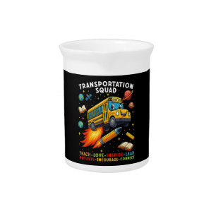 Transportation Squad Funny School Bus Driver Beverage Pitcher