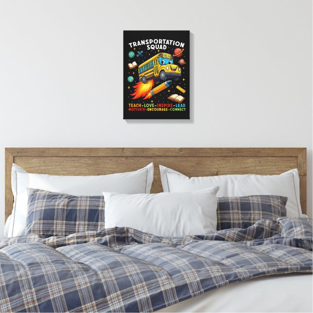 Transportation Squad Funny School Bus Driver Canvas Print (Insitu(Bedroom))