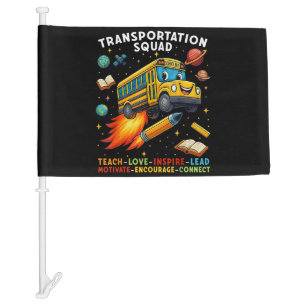 Transportation Squad Funny School Bus Driver Car Flag