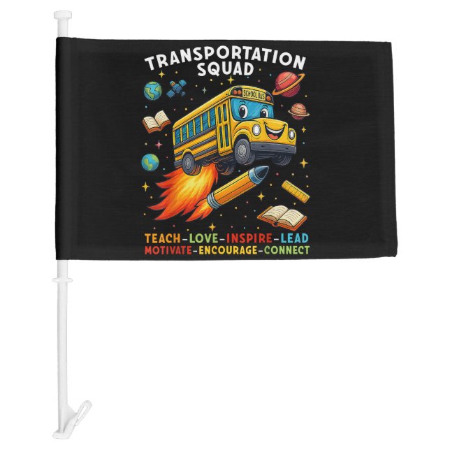 Transportation Squad Funny School Bus Driver Car Flag (Front)