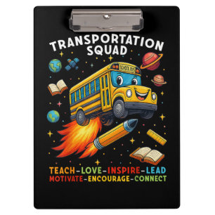 Transportation Squad Funny School Bus Driver Clipboard