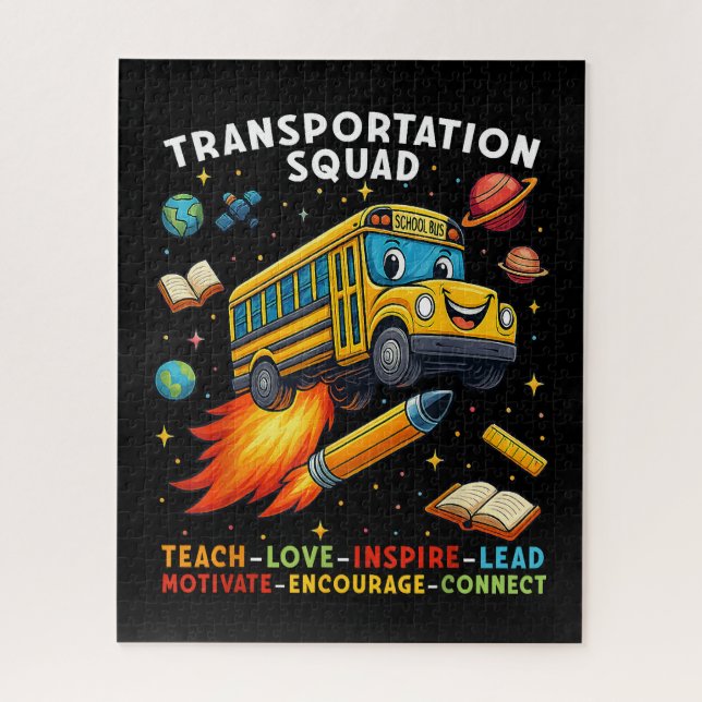 Transportation Squad Funny School Bus Driver Jigsaw Puzzle (Vertical)