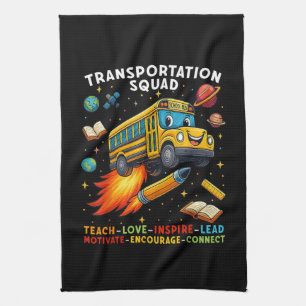 Transportation Squad Funny School Bus Driver Kitchen Towel