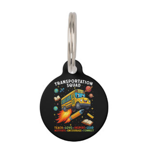 Transportation Squad Funny School Bus Driver Pet ID Tag