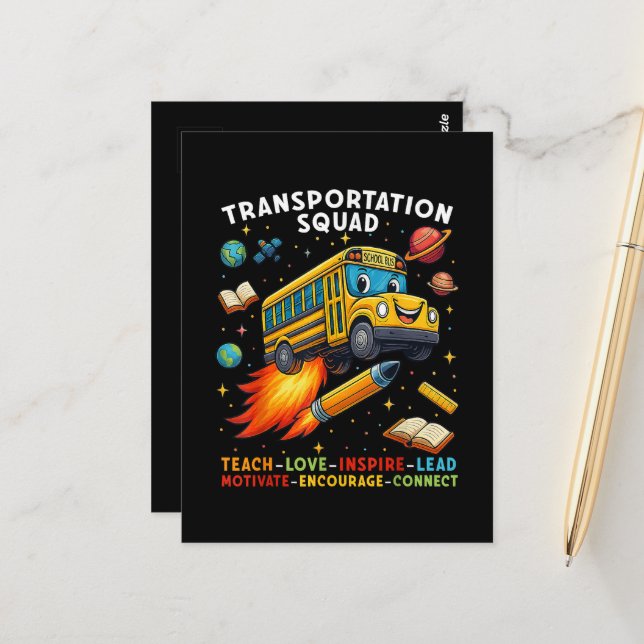 Transportation Squad Funny School Bus Driver Postcard (Front/Back In Situ)