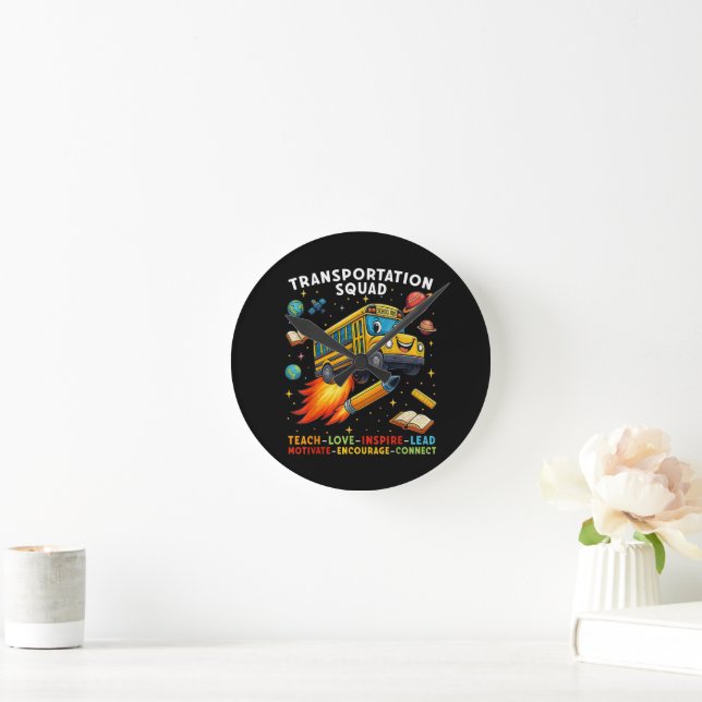 Transportation Squad Funny School Bus Driver Round Clock (Home)