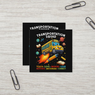 Transportation Squad Funny School Bus Driver Square Business Card