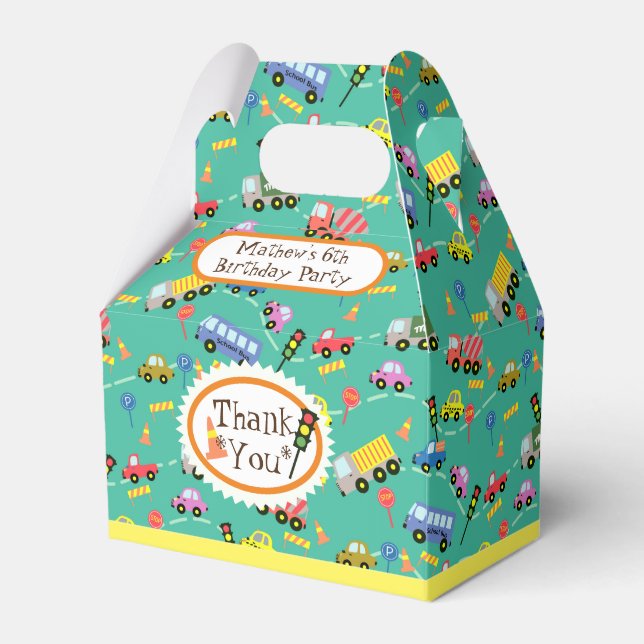 Transportation Teal Favor Box (Front Side)
