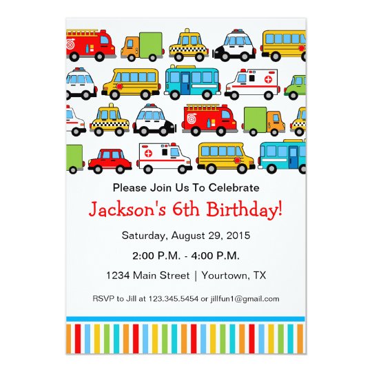Transportation Birthday Party Invitations 7