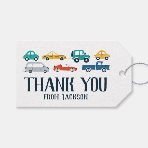 Transportation Theme Birthday Thank You Card Gift Tags