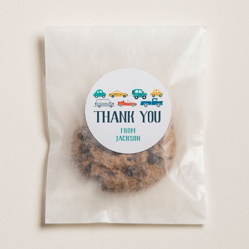 Transportation Theme Birthday Thank You Classic Round Sticker