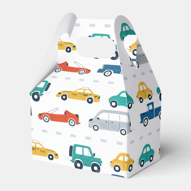 Transportation Theme Birthday Wrapping Paper Large Favor Boxes (Front Side)
