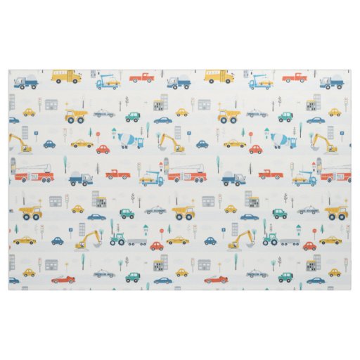 Transportation Trucks and Cars Cute Kids Fabric