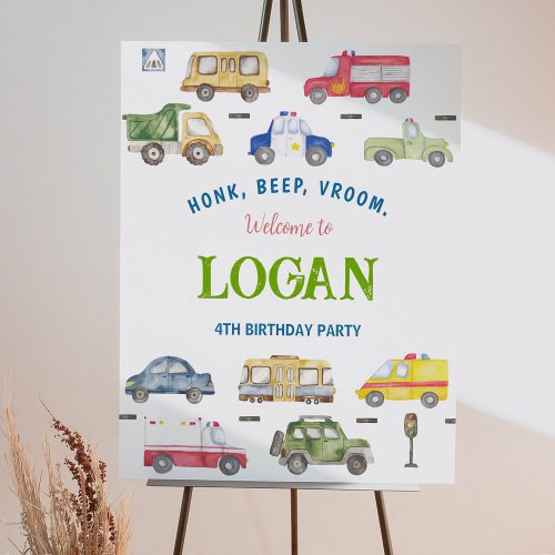 Transportation Trucks First Birthday Welcome Sign