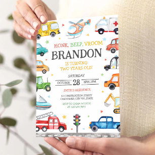 Transportation Vehicle 5th Birthday Invitation