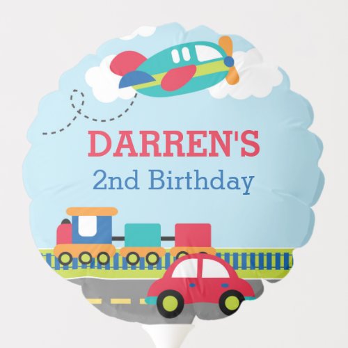 Transportation  Vehicle Boys Birthday Party Balloon