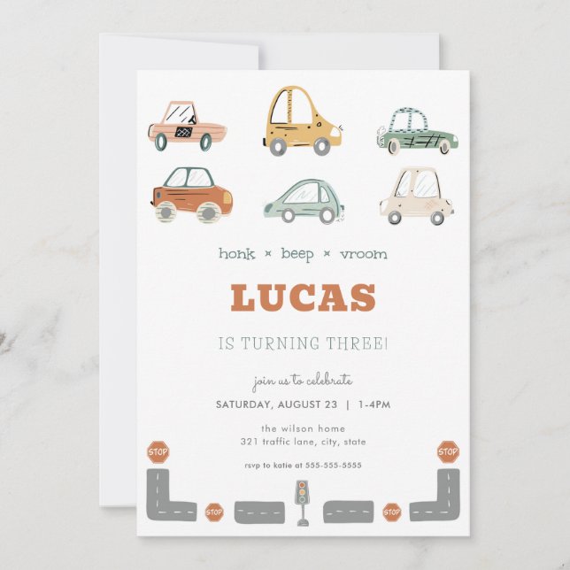 Transportation Vehicle Car Birthday Invitation (Front)