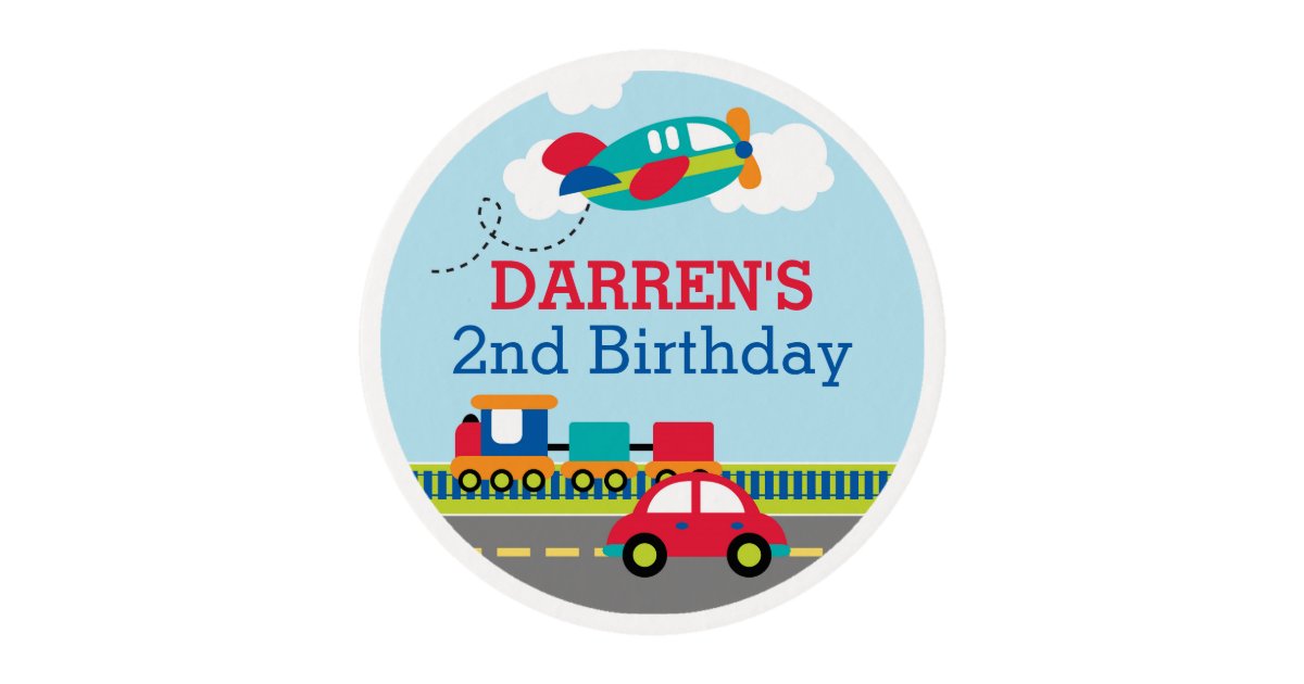 Transportation Vehicle Car Plane Train Edible Frosting Rounds Zazzle Com