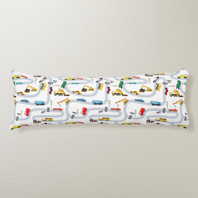 Transportation Vehicles Cars Trucks Road Boys Body Pillow (Front)
