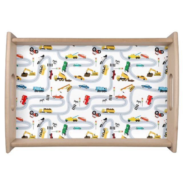 Transportation Vehicles Cars Trucks Road Boys Serving Tray (Front)