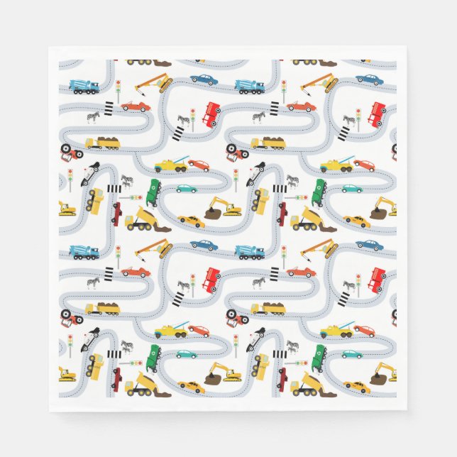 Transportation Vehicles Cars & Trucks Road Traffic Napkins (Front)