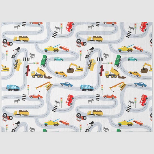 Transportation Vehicles Cars & Trucks Road Traffic Tissue Paper (Front)