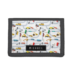 Transportation Vehicles Cars & Trucks Road Traffic Tri-fold Wallet