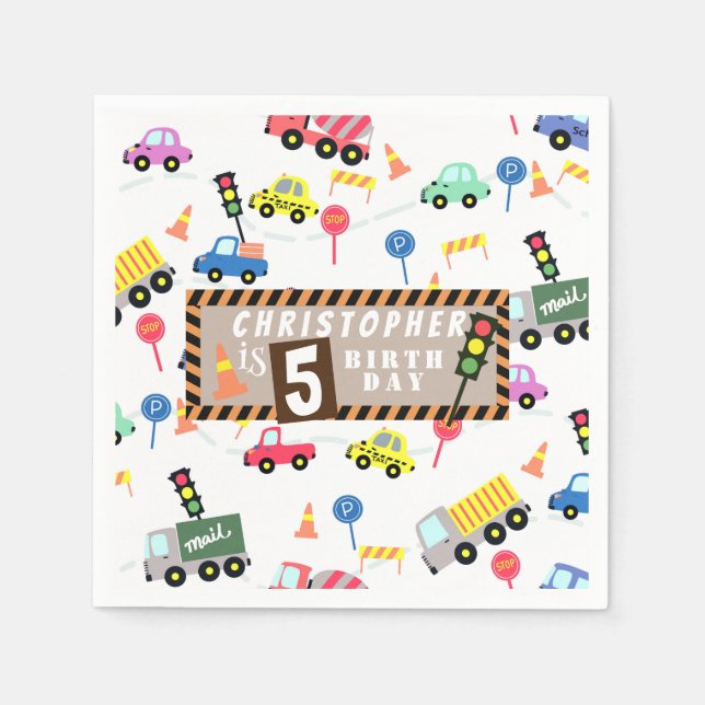 Transportation White  Napkins (Front)