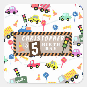 Transportation White Square Sticker