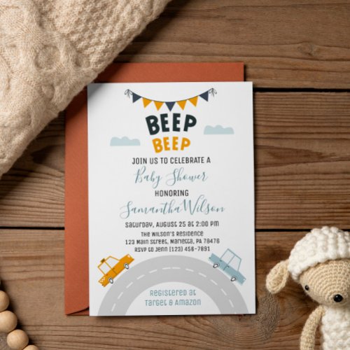 Transportations Retro Cars Baby Shower Invitation